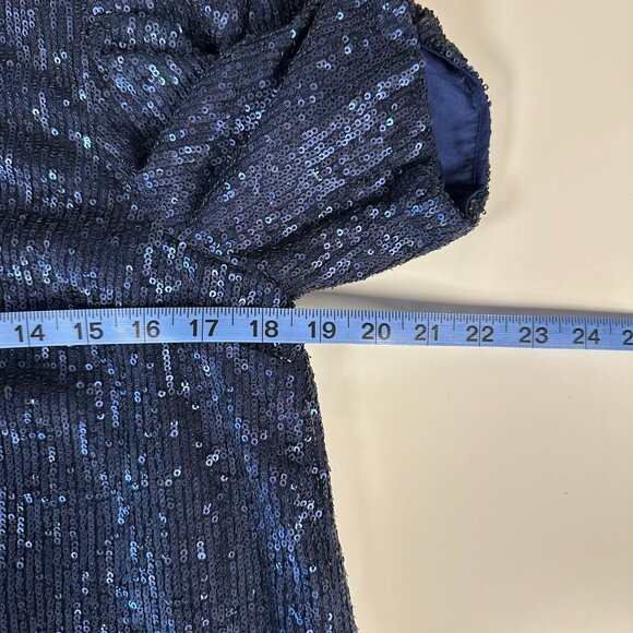 NWT Anthropologie  by Anthropologie Marie Navy Sequin Puff Short Sleeve Size 6 - Picture 12 of 13